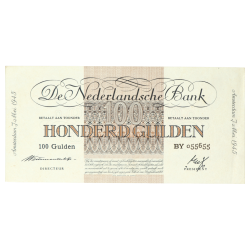 Koop de 100 gulden 1945 Geldzuivering bij Goudwisselkantoor.